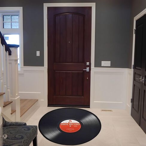 Aomesinc Vinyl Record Area Rug, Fashion Vinyl Record Pattern Floor Mat, Round Non Slip Rug((80X80cm),Style B) in Saudi Arabia