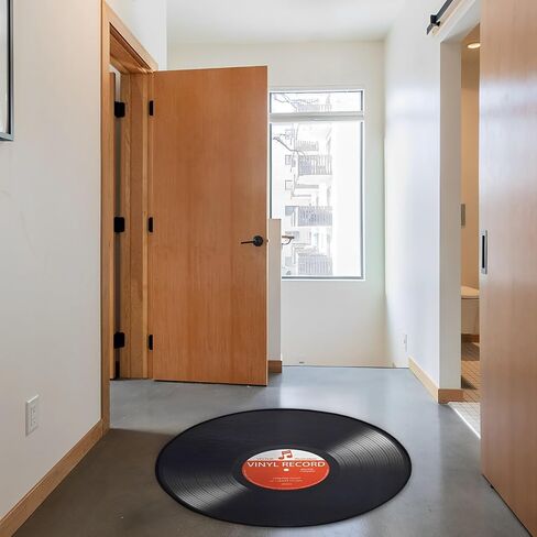 Aomesinc Vinyl Record Area Rug, Fashion Vinyl Record Pattern Floor Mat, Round Non Slip Rug((80X80cm),Style B) in Saudi Arabia