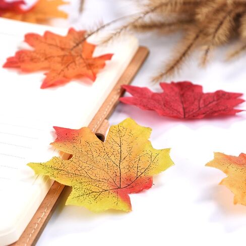 150 Pieces Maple Leaves Artificial Maple Leaves Autumn Fall Maple Leaf for Art Scrapbooking Wedding House Decorations Christmas Party or Thanksgiving Day Decor (Multicolor) in Saudi Arabia