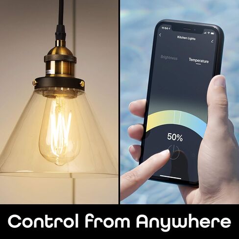 لمبة إضاءة ذكية من Geeni - متوافقة مع Alexa وGoogle Home، لمبة إضاءة LED بيضاء قابلة للبرمجة وقابلة للتعتيم، يمكن التحكم فيها عن طريق التطبيق (ST19-2 Pack) in Kuwait