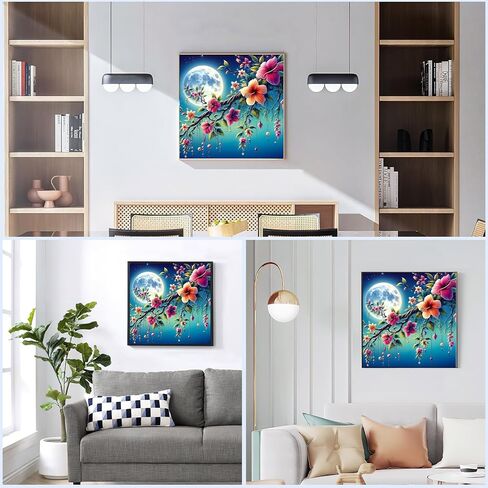 HEIBAGO Diamond Painting Kits for Adults, 5D Lamp Diamond Art Kit for Beginners, DIY Full Drill Flower Gem Painting, Paint with Round Diamonds Painting Packs for Home Wall Decor 12x16inch in Saudi Arabia