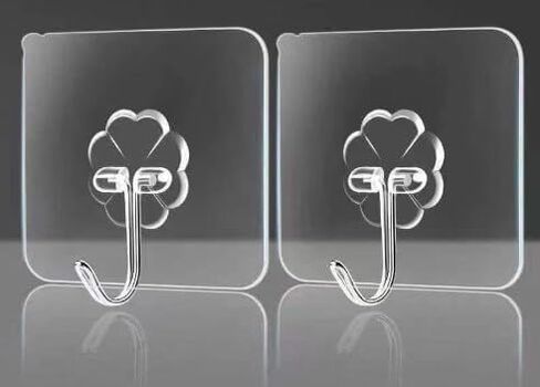 Generic Versatile 10-Pack Transparent Strong Adhesive Hooks Stylish & Practical for Bathroom, Kitchen, Doors, Cabinets in Saudi Arabia