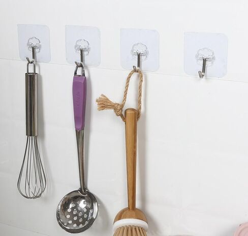 Generic Versatile 10-Pack Transparent Strong Adhesive Hooks Stylish & Practical for Bathroom, Kitchen, Doors, Cabinets in Saudi Arabia