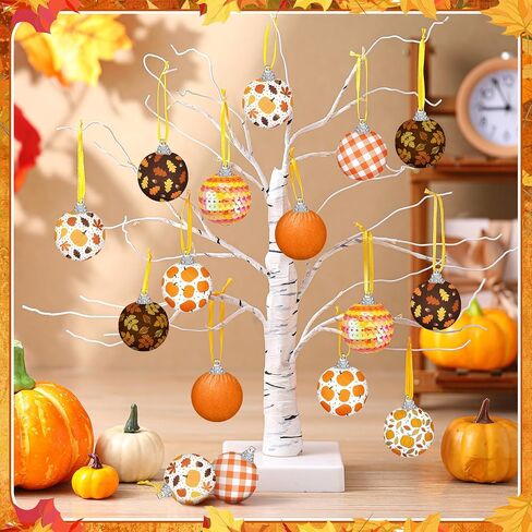 16 Pcs Fall Hanging Tree Ornaments 1.57 Inch Fall Decorations Autumn Ball Ornaments for Tree Thanksgiving Fall Harvest Hanging Decorations for Home Office Party Favor Gifts in Kuwait