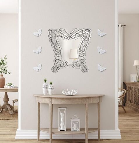 3D Pink Butterfly Wall Decor: Set of 6 Real Feather Butterflies Wall Stickers with Pearls for Girls Bedroom Baby Shower Wedding Cake Office Decor Butterfly Wall Decals for Bathroom Boho Living Room in Saudi Arabia