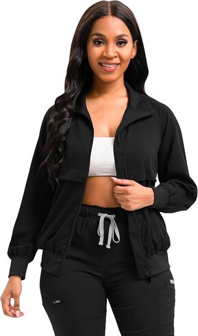 Scrub Jackets long Sleeve Medical Scrub Jackets for Women Zip Front in Saudi Arabia