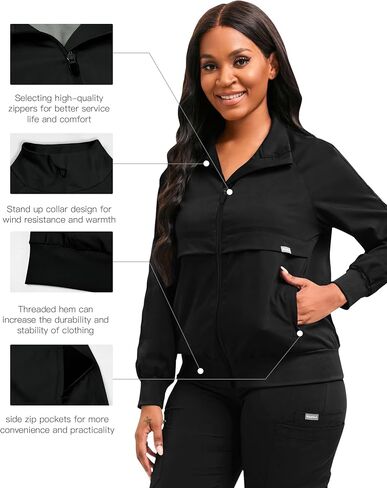 Scrub Jackets long Sleeve Medical Scrub Jackets for Women Zip Front in Saudi Arabia