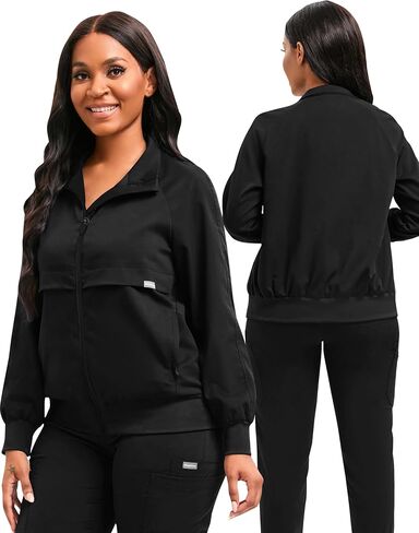 Scrub Jackets long Sleeve Medical Scrub Jackets for Women Zip Front in Saudi Arabia