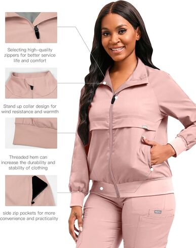 Scrub Jackets long Sleeve Medical Scrub Jackets for Women Zip Front in Saudi Arabia