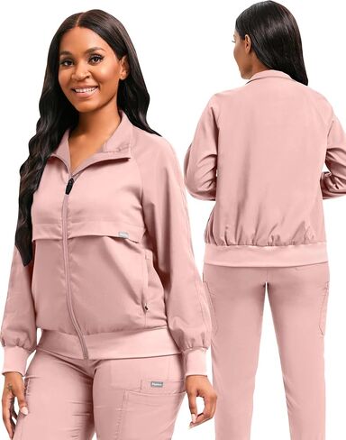 Scrub Jackets long Sleeve Medical Scrub Jackets for Women Zip Front in Saudi Arabia