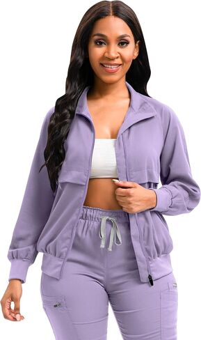Scrub Jackets long Sleeve Medical Scrub Jackets for Women Zip Front in Saudi Arabia