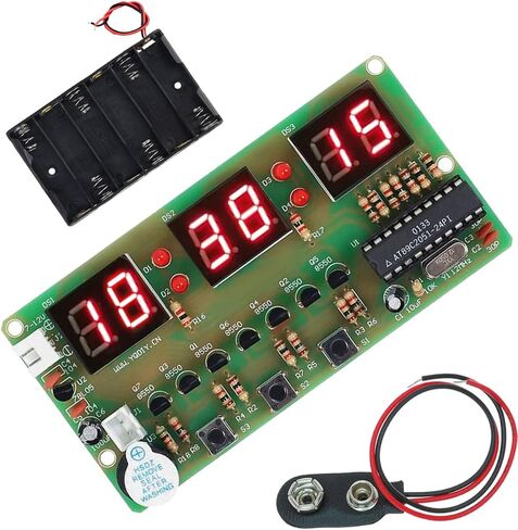 6-Bit Digital Clock Kit AT89C2051 Chip LED Digital Tube Display Electronic Clock DIY Soldering Practice Learning Kits with 9V Battery Clip in Saudi Arabia