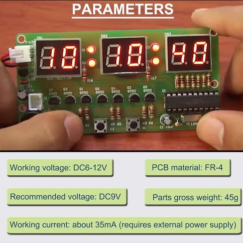 6-Bit Digital Clock Kit AT89C2051 Chip LED Digital Tube Display Electronic Clock DIY Soldering Practice Learning Kits with 9V Battery Clip in Saudi Arabia