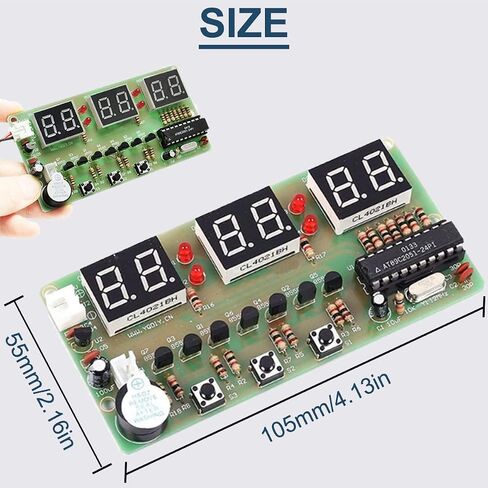 6-Bit Digital Clock Kit AT89C2051 Chip LED Digital Tube Display Electronic Clock DIY Soldering Practice Learning Kits with 9V Battery Clip in Saudi Arabia