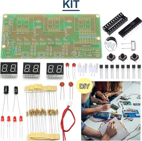 6-Bit Digital Clock Kit AT89C2051 Chip LED Digital Tube Display Electronic Clock DIY Soldering Practice Learning Kits with 9V Battery Clip in Saudi Arabia