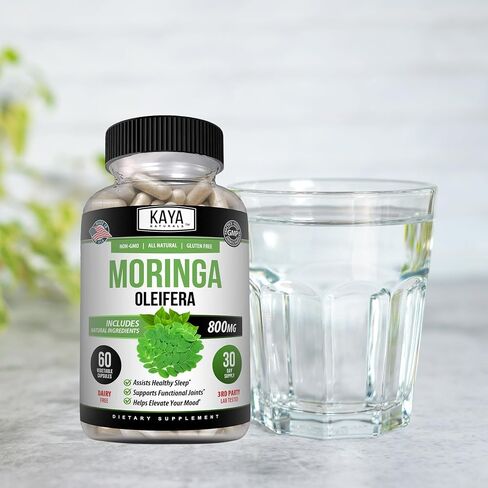 مستخلص أوراق المورينغا من كايا ناتشورالز - مكمل غذائي فائق الخضرة - شجرة المورينغا المعجزة النقية - يعزز الطاقة بشكل طبيعي - فيتامينات مغذية كثيفة للبالغين - عدد 60 نباتيًا in Saudi Arabia