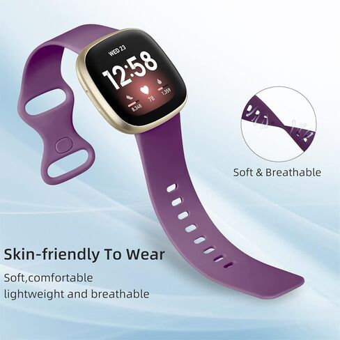 سوار Odbeai متوافق مع Fitbit Versa 3&4 Bands/Sense&Sense2 للنساء والرجال، أساور معصم بديلة ناعمة وإكسسوارات حزام رياضي لـ Sense&Sense2/Versa 3&4 SmartWatch (كبير، أرجواني) in Kuwait