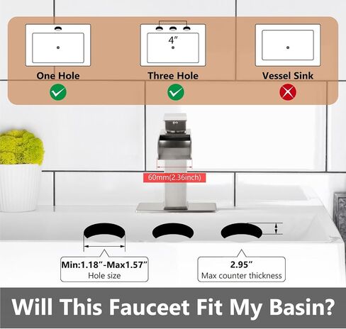 Waterfall Bathroom Faucets Single Hole Sink Faucet for 1 or 3 Hole Single Handle Vanity Farmhouse Basin with Deck Plate,with Pop-up Drain&Supply Lines,Brushed Nickel in Saudi Arabia