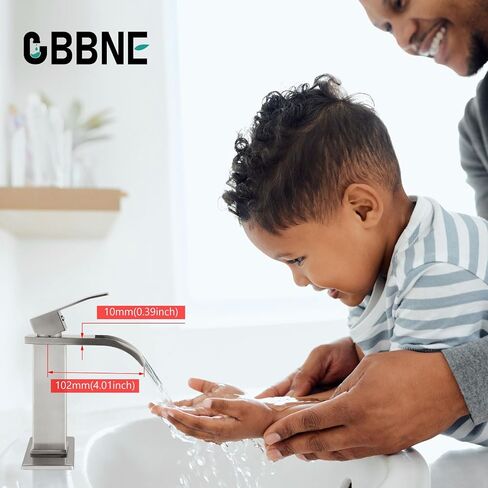 Waterfall Bathroom Faucets Single Hole Sink Faucet for 1 or 3 Hole Single Handle Vanity Farmhouse Basin with Deck Plate,with Pop-up Drain&Supply Lines,Brushed Nickel in Saudi Arabia
