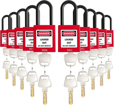 Lockout Tagout Locks Set-10pcs Red Loto Locks,Lockout Locks Keyed Different, OSHA Compliant Lock Out Tag Out Padlocks,Safety Padlocks for Electrical Lockout Tag Out Kit,2 Keys Per Lock in Saudi Arabia