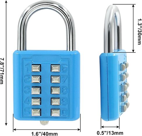 10 Digit Button Combination Lock Blue Combination Padlock Storage, Gym, Travel Bag, Suit Case, Lockers, Toolbox, Luggage, Bike, Fence, Drawer Door Locks in Saudi Arabia