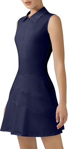 Tennis Dress for Women Golf Dresses with Built in Shorts for Sleeveless Workout Athletic Dresses (Midnight Blue-L) in Saudi Arabia