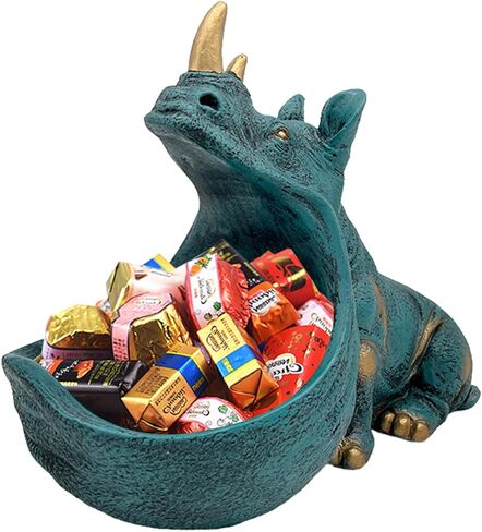 Rhino Resin Statue, Rhinoceros Figurine Sculpture Aesthetic Home Decor, Cute Candy Dish Bowl with Big Mouth for office desk,Fun Table Art Decoration for Entryway Storage Key(Dark blue) in Saudi Arabia