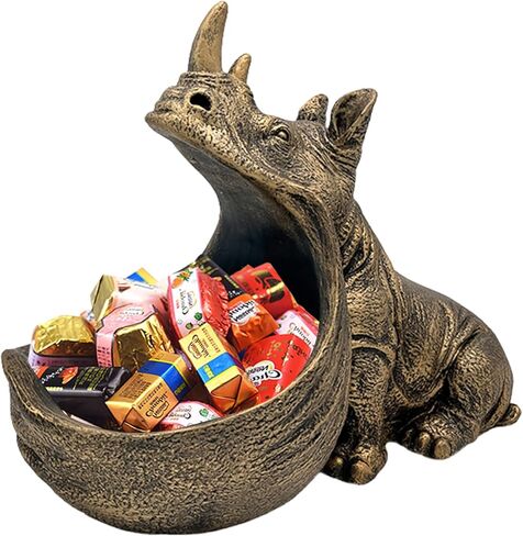 تمثال راتنج وحيد القرن، منحوتة تمثال وحيد القرن ديكور منزلي جمالي، وعاء طبق حلوى لطيف مع فم كبير لمكتب المكتب، ديكور فني ممتع للطاولة لمفتاح تخزين المدخل (أزرق داكن) in Kuwait