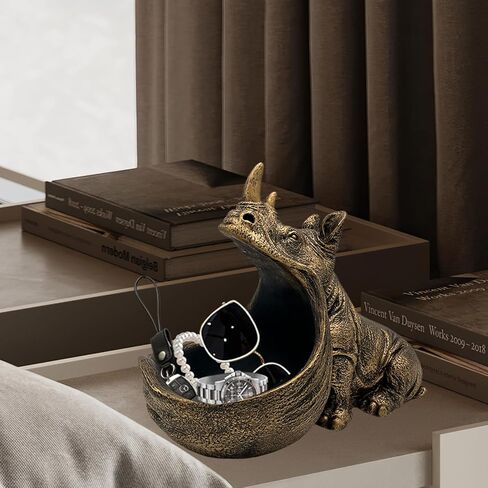 تمثال راتنج وحيد القرن، منحوتة تمثال وحيد القرن ديكور منزلي جمالي، وعاء طبق حلوى لطيف مع فم كبير لمكتب المكتب، ديكور فني ممتع للطاولة لمفتاح تخزين المدخل (أزرق داكن) in Kuwait