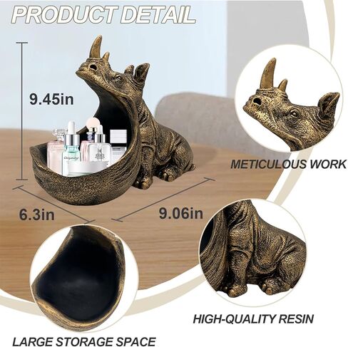 تمثال راتنج وحيد القرن، منحوتة تمثال وحيد القرن ديكور منزلي جمالي، وعاء طبق حلوى لطيف مع فم كبير لمكتب المكتب، ديكور فني ممتع للطاولة لمفتاح تخزين المدخل (أزرق داكن) in Kuwait