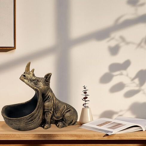 تمثال راتنج وحيد القرن، منحوتة تمثال وحيد القرن ديكور منزلي جمالي، وعاء طبق حلوى لطيف مع فم كبير لمكتب المكتب، ديكور فني ممتع للطاولة لمفتاح تخزين المدخل (أزرق داكن) in Kuwait