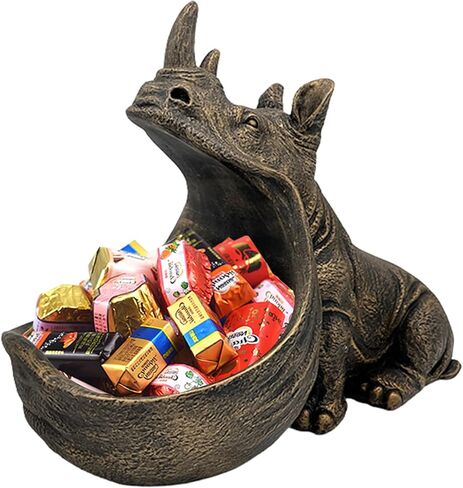 Rhino Resin Statue, Rhinoceros Figurine Sculpture Aesthetic Home Decor, Cute Candy Dish Bowl with Big Mouth for office desk,Fun Table Art Decoration for Entryway Storage Key(Dark blue) in Saudi Arabia