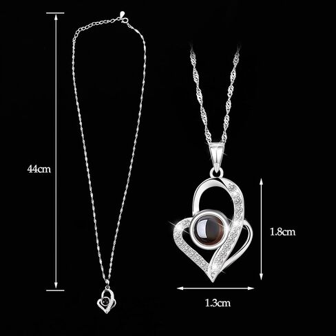 هدايا عيد الأم للأم من ابنتها، قلادة من الذهب عيار 24 قيراط مع الماس والورد المحفوظة، أحبك من الفضة الإسترليني عيار 925، عيد الأم/عيد الحب/عيد الميلاد للصديقات/النساء/لها/أمي in Kuwait