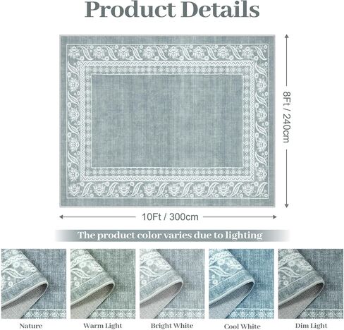 Seavish Vintage Bordered Runner Rug - 2x6 Runners for Hallway 6 Ft Low Pile Soft Green Kitchen Rugs Non Slip Washable Entryway Rugs Indoor Paisley Floral Floor Runner for Bedroom Laundry Bathroom in Saudi Arabia