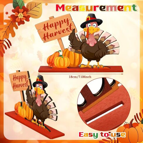 Thyle 6 Pcs Fall Table Decorations Wood Fall Decor for Home Thanksgiving Table Signs Hello Fall Gnomes Pumpkin Truck Table Centerpieces for Autumn Harvest Party Tiered Tray Kitchen Office Supplies in Saudi Arabia
