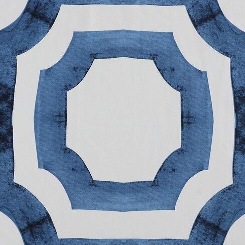 HPD نصف السعر ستائر جروميت مطبوعة هندسية ستائر قطنية فاخرة بطول 120 بوصة (لوحة واحدة) ستائر نافذة تعتيم الغرفة لغرفة النوم وغرفة المعيشة، 50 عرض × 120 طول، مكة هندسية زرقاء in Kuwait