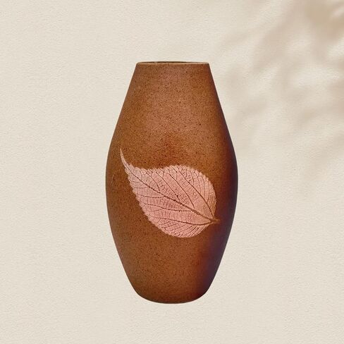 Ceramic Flower Vases, Bud Vases – Hand-Glazed with Exquisite Leaf Motif for a Unique, Living Room, Shelf, Coffee Table, Table centerpieces, Dining Table, Window Home Décor Touch (D) in Kuwait