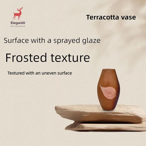 Ceramic Flower Vases, Bud Vases – Hand-Glazed with Exquisite Leaf Motif for a Unique, Living Room, Shelf, Coffee Table, Table centerpieces, Dining Table, Window Home Décor Touch (D) in Kuwait