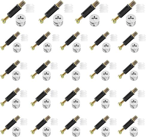 BokWin 10 Set 32mm Cam Lock Screws for Furniture,3 in 1 Cam Lock Fasteners,Cam Fitting with Dowel and Pre-Inserted Nut for Cabinet Drawer Connecting in Kuwait
