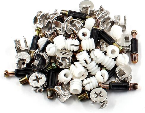 BokWin 10 Set 32mm Cam Lock Screws for Furniture,3 in 1 Cam Lock Fasteners,Cam Fitting with Dowel and Pre-Inserted Nut for Cabinet Drawer Connecting in Kuwait
