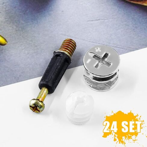 BokWin 10 Set 32mm Cam Lock Screws for Furniture,3 in 1 Cam Lock Fasteners,Cam Fitting with Dowel and Pre-Inserted Nut for Cabinet Drawer Connecting in Kuwait