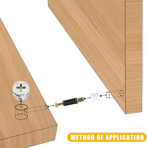 BokWin 10 Set 32mm Cam Lock Screws for Furniture,3 in 1 Cam Lock Fasteners,Cam Fitting with Dowel and Pre-Inserted Nut for Cabinet Drawer Connecting in Kuwait