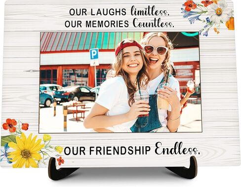 Best Friends Pictures Frame, Friendship Endless Photo Frame with Stand, Friendship Gifts For Women Friends BFF, Farmhouse Home Living Room Bedroom Office Decoration -a43 in Kuwait
