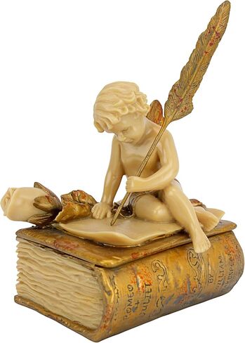 تصميم توسكانو PD2055 تمثال صندوق مجوهرات Cherub Trinket، 6 بوصة، بوليريسين، لمسة نهائية عاجية وذهبية in Saudi Arabia