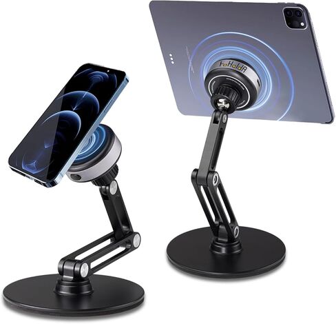 حامل هاتف سطح المكتب بالشفط الكهربائي التلقائي، حامل للهاتف الخلوي ممتص للفراغ، دوران قابل للطي وقابل للتعديل لجميع الهواتف المحمولة، iPhone، والأجهزة اللوحية، iPad مع واجهة خلفية ناعمة (فضي) in Kuwait