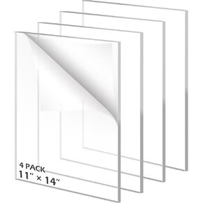 JINMURY 4 عبوات من صفائح الأكريليك الشفافة مقاس 11 بوصة × 14 بوصة بسمك 1/8 بوصة (3 مم) صفائح بلاستيكية شفافة من الأكريليك المصبوب للعلامة والنقش والقطع بالليزر والحرف اليدوية ومشاريع العرض بنفسك in Kuwait