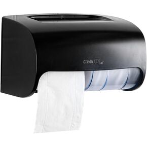 Restaurantware Clean Tek Professional 11.5 x 5.4 x 11.7 Inch Manual Toilet Paper Dispenser 1 Toilet Paper Holder - Rolls Sold Separately White Plastic Bathroom Paper Dispenser