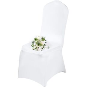 أغطية كراسي SKYLINE بيضاء 100 قطعة، أغطية كراسي مطاطية من الألياف اللدنة، واقي أغطية من البوليستر، أغطية كراسي كبيرة للحفلات، الزفاف، الولائم، الحدث، الطعام، الاحتفال in Kuwait