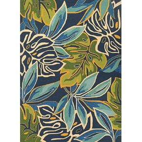 Couristan Covington Collection Areca Palms Rug, 2 by 3-Feet, Azure/Forest Green