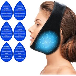 ZNÖCUETÖD Wisdom Teeth Ice Pack Head Wrap, Face Ice Pack for Wisdom Teeth Removal Toothache Pain Relief, TMJ, Jaw Ice Pack for Face Oral Surgery, Dental Implant with 6 Reusable Hot Cold Gel Packs